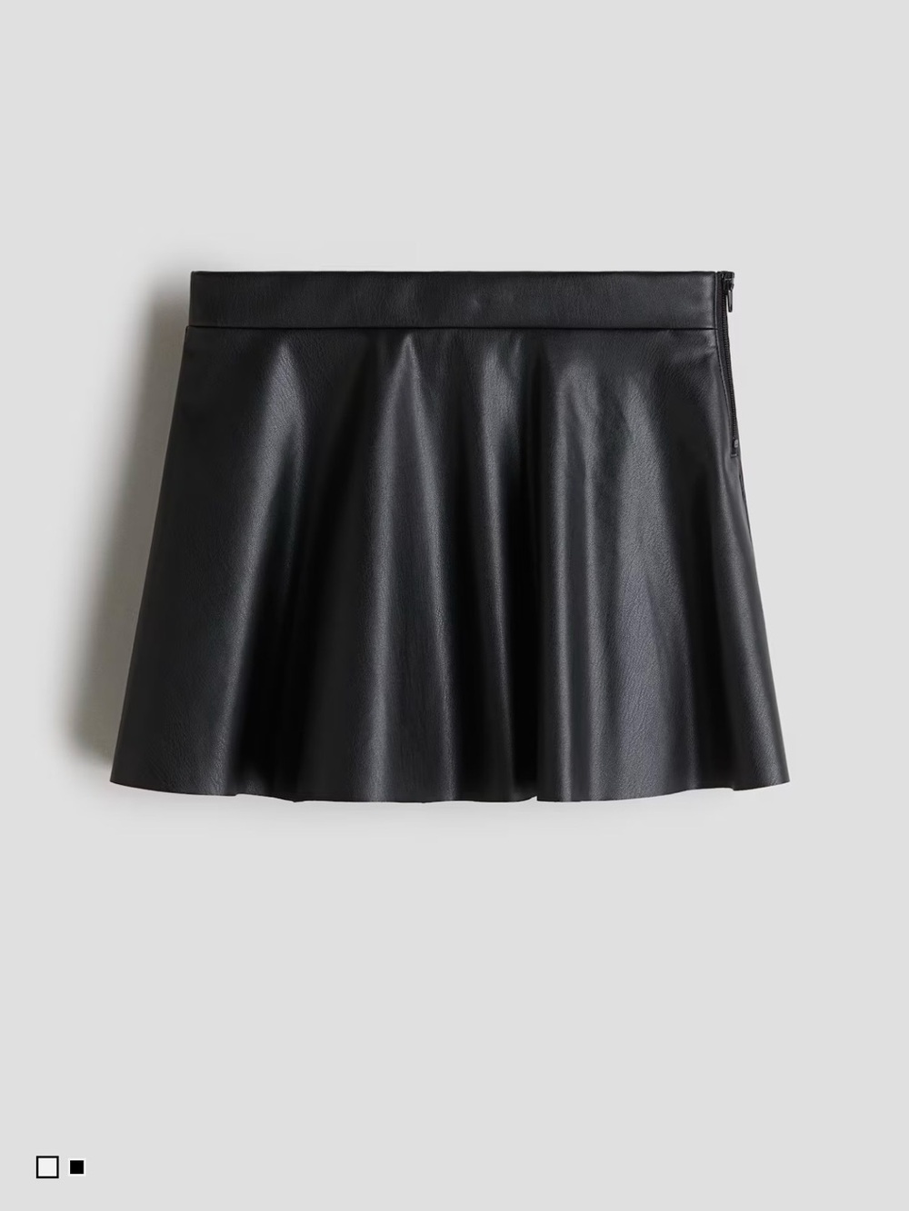 H&M Black Faux Leather Skater Mini Skirt